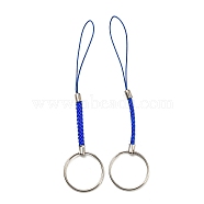 Polyester Cord Mobile Straps, with Platinum Plated Iron Findings, Blue, 10.1~10.2cm(FIND-G063-04P-06)