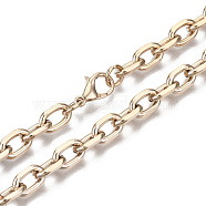 Iron Cable Chains Necklace Making, with Brass Lobster Clasps, Unwelded, Real 18K Gold Plated, 24.21 inch(61.5cm) long, Link: 11x7x2mm, Jump Ring: 7x1mm, 4.5mm inner diameter(MAK-N034-003A-G)