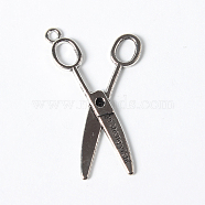 Tibetan Style Alloy Pendants, Scissors, Antique Silver, Lead Free and Cadmium Free and Nickel Free, 39x20x2mm, Hole: 2mm(K08SJ042)