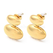 Ion Plating(IP) 304 Stainless Steel Stud Earrings, Oval, Real 18K Gold Plated, 19.5x16.5mm(EJEW-K269-01G)