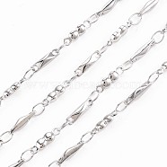 201 Stainless Steel Rectangle & Oval Link Chains, Soldered, Stainless Steel Color, 8x2x2mm, about 3.28 Feet(1m)/Strand(STAS-N092-115)