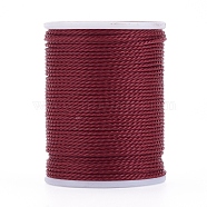 Round Waxed Polyester Cord, Taiwan Waxed Cord, Twisted Cord, Dark Red, 1mm, about 12.02 yards(11m)/roll(X-YC-G006-01-1.0mm-09)