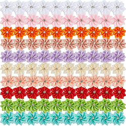 100Pcs 10 Colors Polyester Rhinestone Flower for Ornament Appliques DIY Wedding, Mixed Color, 28x28x8mm, 10pcs/color(FIND-SP0004-89)