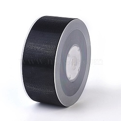 Double Face Polyester Satin Ribbon, with Metallic Silver Color, Black, 1-1/2 inch(38mm), about 100yards/roll(91.44m/roll)(SRIB-P012-A05-38mm)
