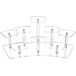 Clear Acrylic Display Kit, 8-Tiers, Collection Organizer Holder, Cosmetic Items Display Risers, for Cupcake, Pop Figure, Collectibles, Toys, Dolls, Figures, Jewelry, Clear, Finished: 29x10.9x12cm, Curved Trapezoid Tray: 59.5x50.5x4mm, 35pcs/set(DIY-WH0319-50)