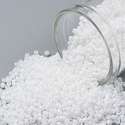 TOHO Round Seed Beads, Japanese Seed Beads, (761) Matte Opaque White, 15/0, 1.5mm, Hole: 0.7mm, about 3000pcs/10g(X-SEED-TR15-0761)