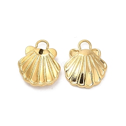 304 Stainless Steel Charms, Shell Charm, Real 18K Gold Plated, 12x10x2mm, Hole: 1.8mm(STAS-H214-14G)