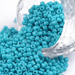 Baking Paint Glass Seed Beads, Dark Turquoise, 12/0, 1.5~2mm, Hole: 0.5~1mm, about 3333pcs/50g, 50g/bag, 18bags/2pounds(SEED-US0003-2mm-K10)