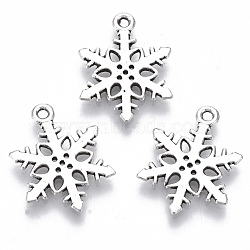 Tibetan Style Alloy Pendants, Lead Free & Cadmium Free, Snowflake, Antique Silver, 19.5x15x1.5mm, Hole: 1.2mm, about 500pcs/500g(TIBE-N010-15AS-RS)