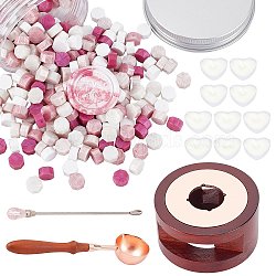 CRASPIRE DIY Stamp Making Kits, Including Round Sealing Wax Stove, Plastic Empty Cosmetic Containers, Sealing Wax Particles, Brass Spoon, Iron Pigment Stirring Rod Spoon, Paraffin Candles, Mixed Color, Sealing Wax Particles: 300pcs(DIY-CP0004-65B)