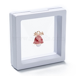 Square Transparent PE Thin Film Suspension Jewelry Display Stands, with Paper Outer Box, for Ring Necklace Bracelet Earring Storage, White, 7x7x2cm(CON-D009-02A-01)