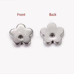 201 Stainless Steel Stamping Blank Tag Pendants, Flower, 6x6x0.6mm, Hole: 1mm(STAS-Q058)