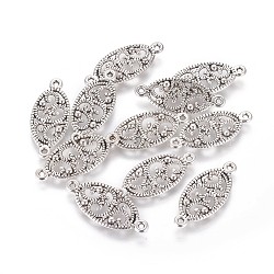 Tibetan Style Links connectors, Oval, Antique Silver, Lead Free and Cadmium Free, 27x11.5x1.5mm, Hole: 1.5mm(LF9451Y)