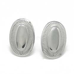 304 Stainless Steel Stud Earring Findings, with Loop, Oval, Stainless Steel Color, 19x12.5mm, Hole: 1.4mm, Pin: 0.8mm(X-STAS-Q225-07A)