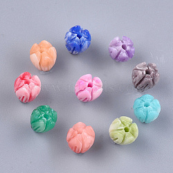 Synthetic Coral Beads, Dyed, Flower Bud, Mixed Color, 8.5x7mm, Hole: 1mm(CORA-S026-20A-M)