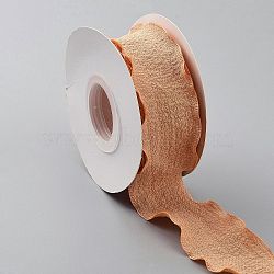 10 Yards Polyester Ruffled Ribbons, for Cloth DIY Making Decoration, Sandy Brown, 1-5/8 inch(40mm)(OCOR-TAC0034-06F)