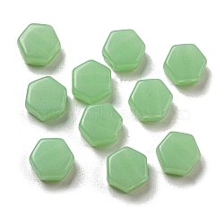 Acrylic Beads, 2-Hole, Hexagon, Dark Sea Green, 9x10x4.5mm, Hole: 1.2mm(OACR-G034-02C)