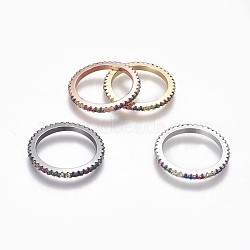 Cubic Zirconia Rings, with Brass Findings, Mixed Color, Size 7, 17mm(RJEW-P074-16-02)