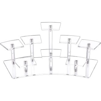 Clear Acrylic Display Kit, 8-Tiers, Collection Organizer Holder, Cosmetic Items Display Risers, for Cupcake, Pop Figure, Collectibles, Toys, Dolls, Figures, Jewelry, Clear, Finished: 29x10.9x12cm, Curved Trapezoid Tray: 59.5x50.5x4mm, 35pcs/set