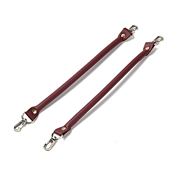 Microfiber Leather Sew on Bag Handles, with Alloy Swivel Clasps & Iron Studs, Bag Strap Replacement Accessories, Dark Red, 35.8x2.55x1.3cm