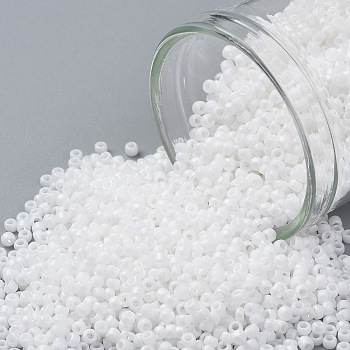 TOHO Round Seed Beads, Japanese Seed Beads, (761) Matte Opaque White, 15/0, 1.5mm, Hole: 0.7mm, about 3000pcs/10g