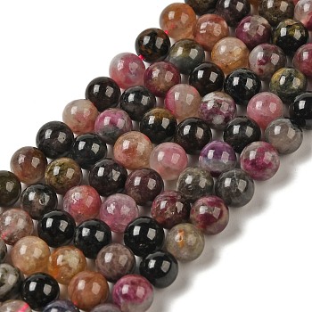 Natural Tourmaline Round Bead Strands, 6mm, Hole: 1mm, about 65pcs/strand, 16 inch