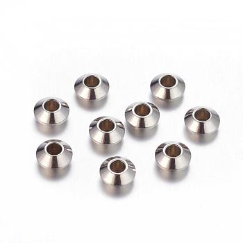 201 Stainless Steel Bicone Spacer Beads, Stainless Steel Color, 6x3mm, Hole: 2.5mm