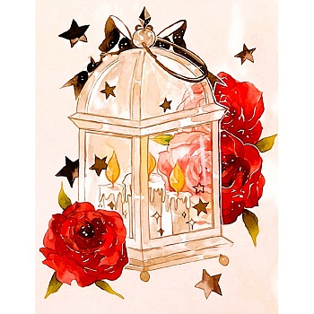 Rose Flower Diamond Painting Kits, Including Acrylic Board, Resin Rhinestones Bag, Diamond Sticky Pen, Tray Plate and Glue Clay, Rubbing Board, Tweezers, Red, 400x300mm