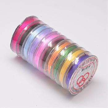 Flat Elastic Crystal String, Elastic Beading Thread, for Stretch Bracelet Making, Colorful, 0.8mm, about 10.93 yards(10m)/roll