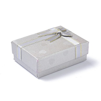 Paper Jewelry Organizer Box, with Black Sponge and Bowknot, for Ring, Earrings and Necklace, Rectangle, Dark Gray, 9.1x6.9x3.6cm