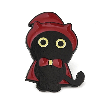 Cat Enamel Pins, Black Alloy Badge for Backpack Clothes, Hat, 30x21x1.3mm