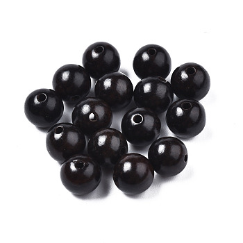 Undyed Natural Ebony Wood Beads, Waxed, Round, Lead Free, Black, 8mm, Hole: 1.5mm, about 1420pcs/500g