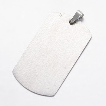 304 Stainless Steel Pendants, Stamping Blank Tag Rectangle, Stainless Steel Color, 43x24x1mm, Hole: 3x6mm