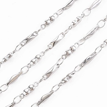 201 Stainless Steel Rectangle & Oval Link Chains, Soldered, Stainless Steel Color, 8x2x2mm, about 3.28 Feet(1m)/Strand