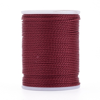 Round Waxed Polyester Cord, Taiwan Waxed Cord, Twisted Cord, Dark Red, 1mm, about 12.02 yards(11m)/roll