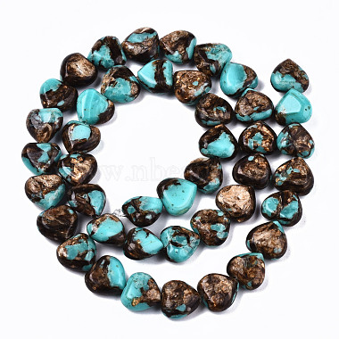 Brins de perles de bronzite naturelle et de turquoise synthétique assemblés(G-S366-064)-2