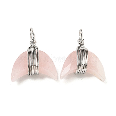 Platinum Horn Rose Quartz Pendants