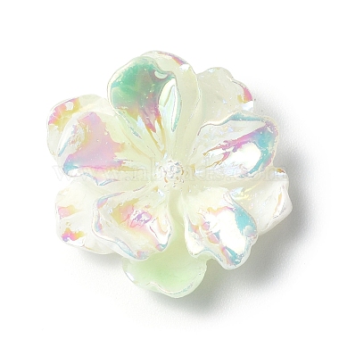 Pale Green Flower Resin Cabochons