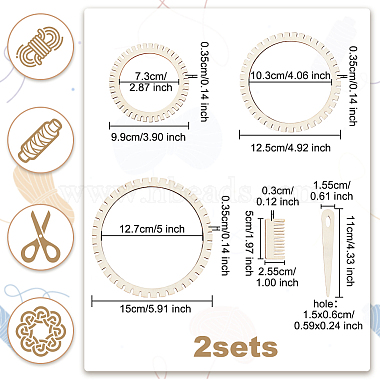 ensembles de métiers à tisser circulaires en bois en forme d'engrenage(WOOD-WH0029-09)-2