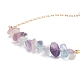 2Pcs 2 Color Natural Fluorite Chip Beaded Link Bracelets Set with 304 Stainless Steel Cable Chains(BJEW-JB07914-02)-5