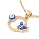 Clear Cubic Zirconia Ring with Evil Eye and Butterfly Pendant Necklace(NJEW-O125-54G)-1