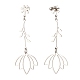304 Stainless Steel Flower Long Dangle Stud Earrings for Women(EJEW-JE05006)-5