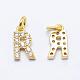 Brass Micro Pave Grade AAA Cubic Zirconia Charms(ZIRC-P067-11G-R-NR)-1
