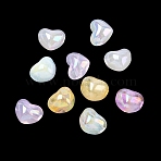 UV Plating Acrylic Beads, Heart, Mixed Color, 13x15x11.5mm, Hole: 3mm(AC-CBA6A7A-01)