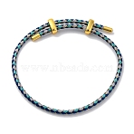 Adjustable Polyester Cord Braided Bracelets, Long-Lasting Plated, Dodger Blue, Inner Diameter: 2-5/8~3-1/8 inch(6.7~7.8cm)(BJEW-Z085-01G-32)