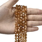 Heated Natural Citrine Beads Strands, Star Cut Round Beads, Faceted, 7~8x7~8x7~8mm, Hole: 1mm, about 46~47pcs/strand, 14.72''~15''(37.4~38.1cm)(G-Z119-A37-02)