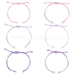 24Pcs 6 Styles Waxed Polyester Cord Slider Bracelet Making, Golden & Stainless Steel Color, Mixed Color, 9.84 inch(25cm), 4pcs/style(AJEW-FS00004)