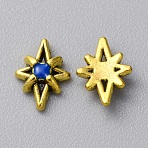 Zinc Alloy Cabochons, with Plastic Beads, Nail Art Decoration Accessories for Women,  Antique Golden, Star, 8x6x2mm(MRMJ-WH0320-05A-01)