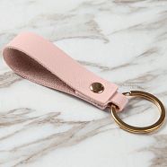 PU Leather Keychain with Iron Belt Loop Clip for Keys, Pink, 10.5x3cm(PW23021326393)