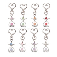 Angel Alloy Pendant Decoration, with Glass Pearl Bead and Acrylic Beads, Mixed Color, 71mm, 8pcs/set(KEYC-JKC00471)